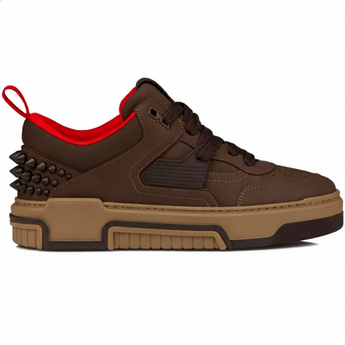 Low-Top-Ledersneaker in Braun