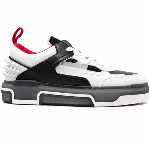 Niedrige Leder-Sneaker Schwarz & Weiß