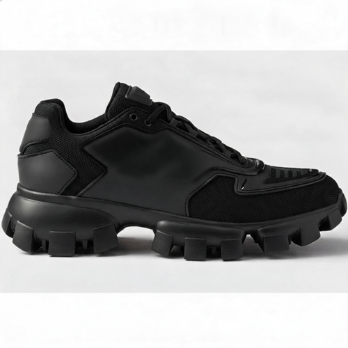 Brushed Leather Chunky Sneaker Triple Black