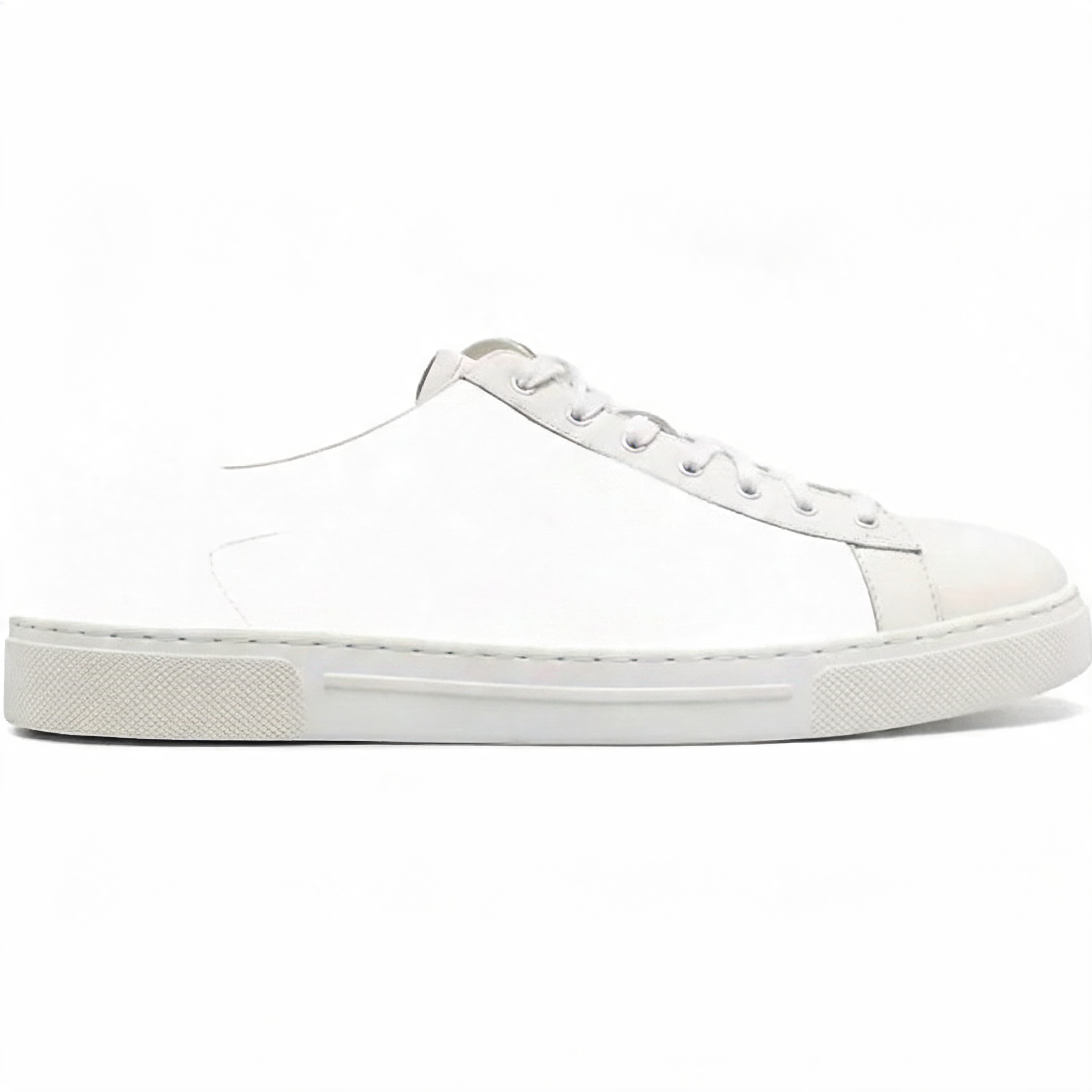 Low-Top Leather Court Sneaker White